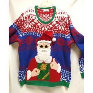 UNISEX "COOL SANTA" HOLIDAY PULLOVER LONG SLEEVE SWEATER, SIZE 2XL, HOLIDAY TIME